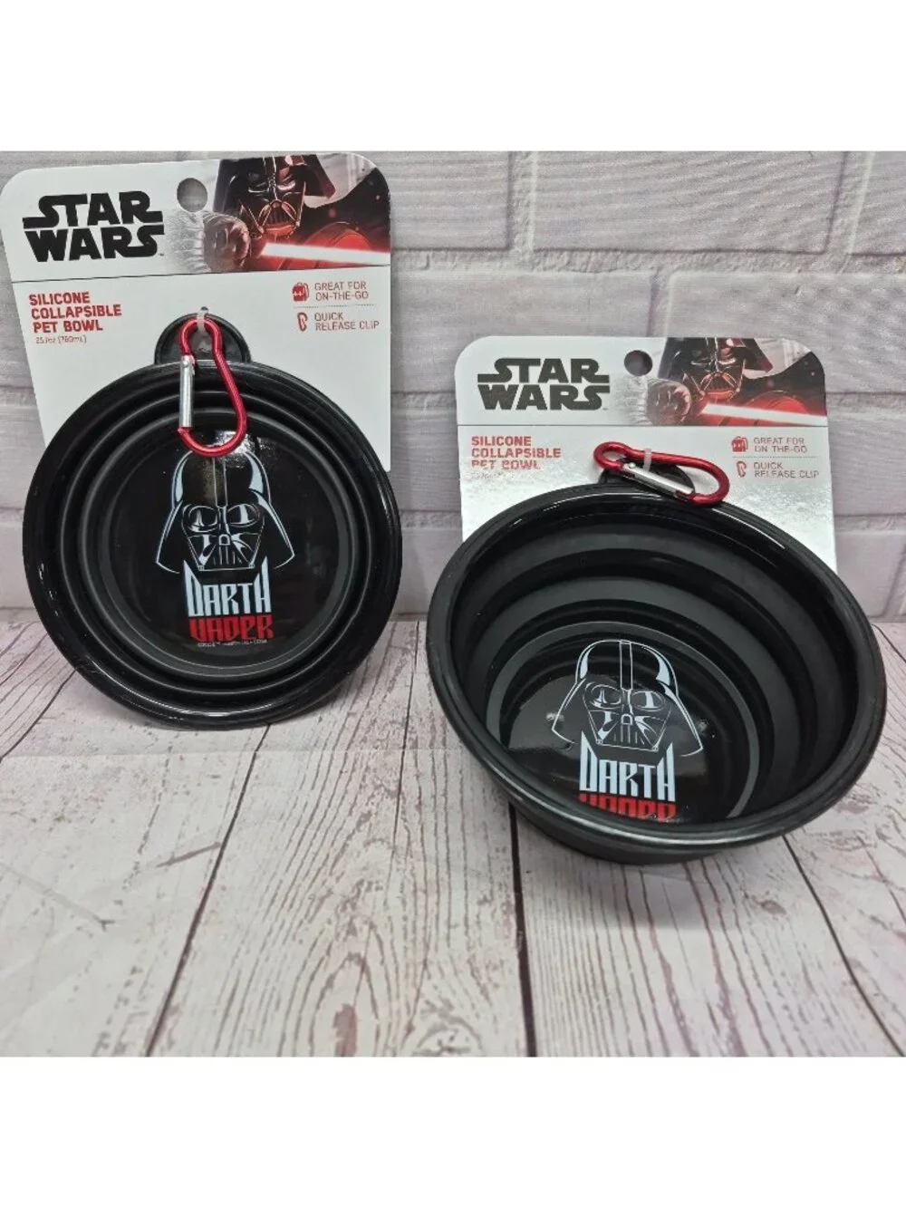 (2pc) Star Wars Darth Vader Collapsible Silicone Dog Bowl Portable Quick Release